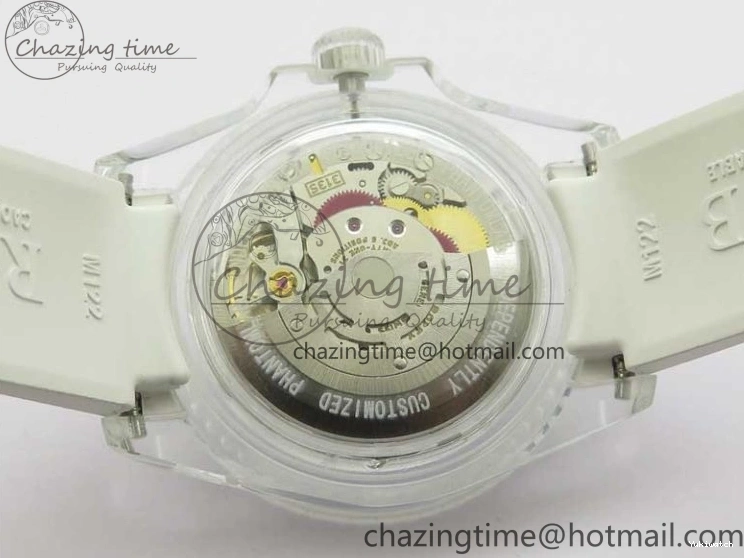 Best Phantomlab Edition 3AF White Dial Submariner VR3135 on Strap Rubber Blue Transparent Light 1109